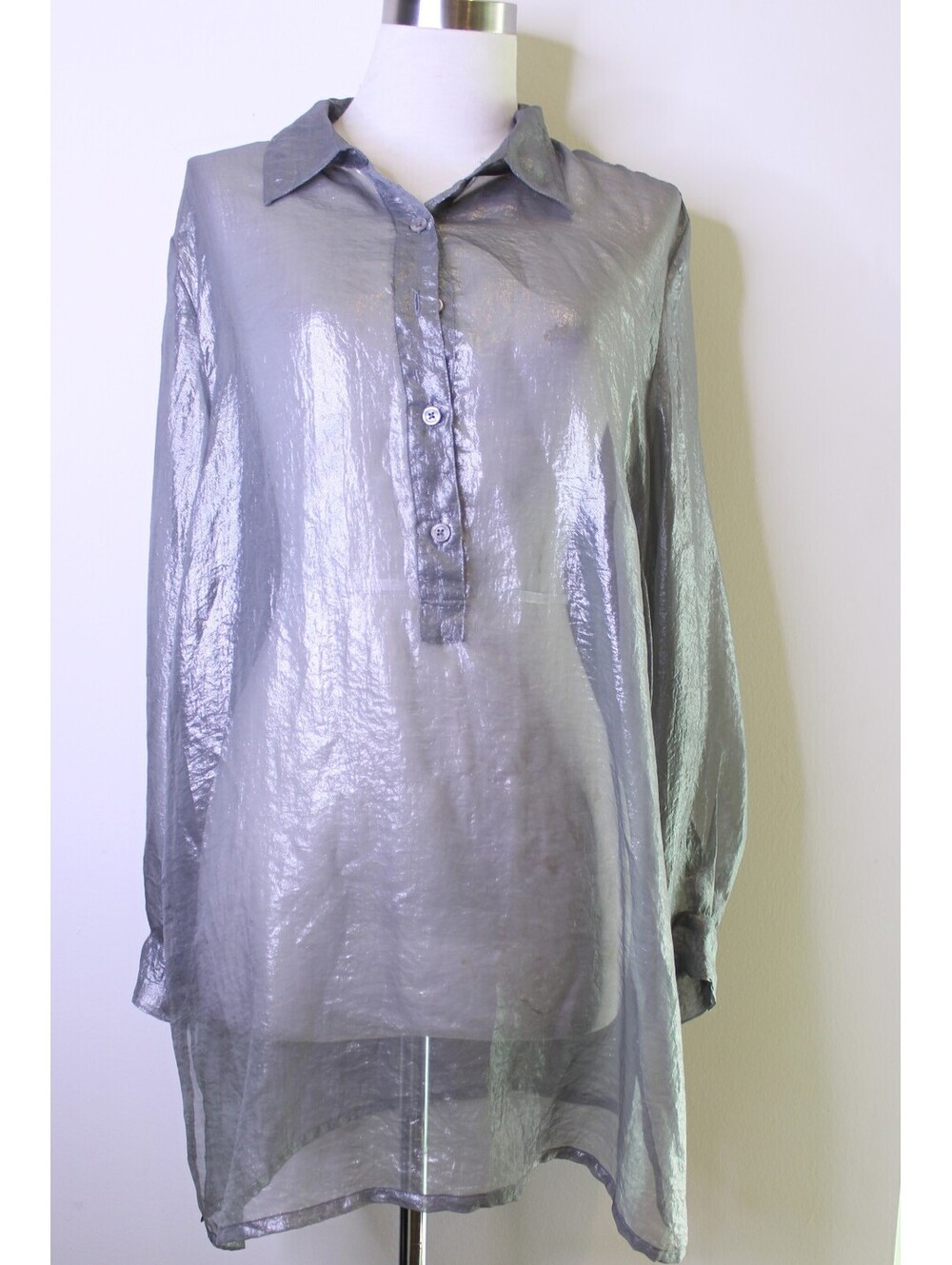 Michael Kors Silver Sheer Blouse - XL